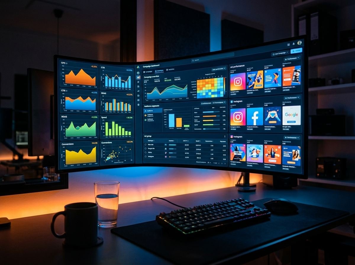 Meta and Google ads performance dashboard