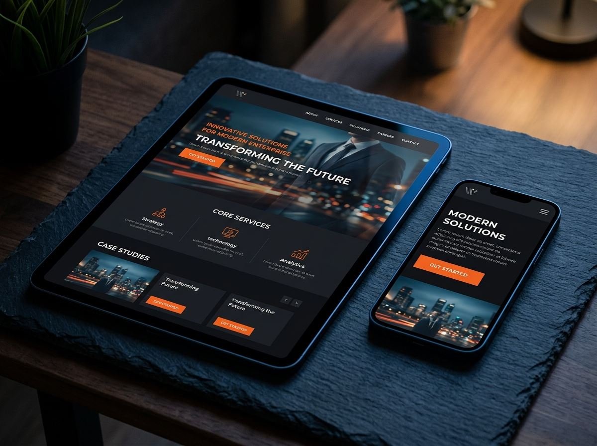 Corporate WordPress website on tablet and phone